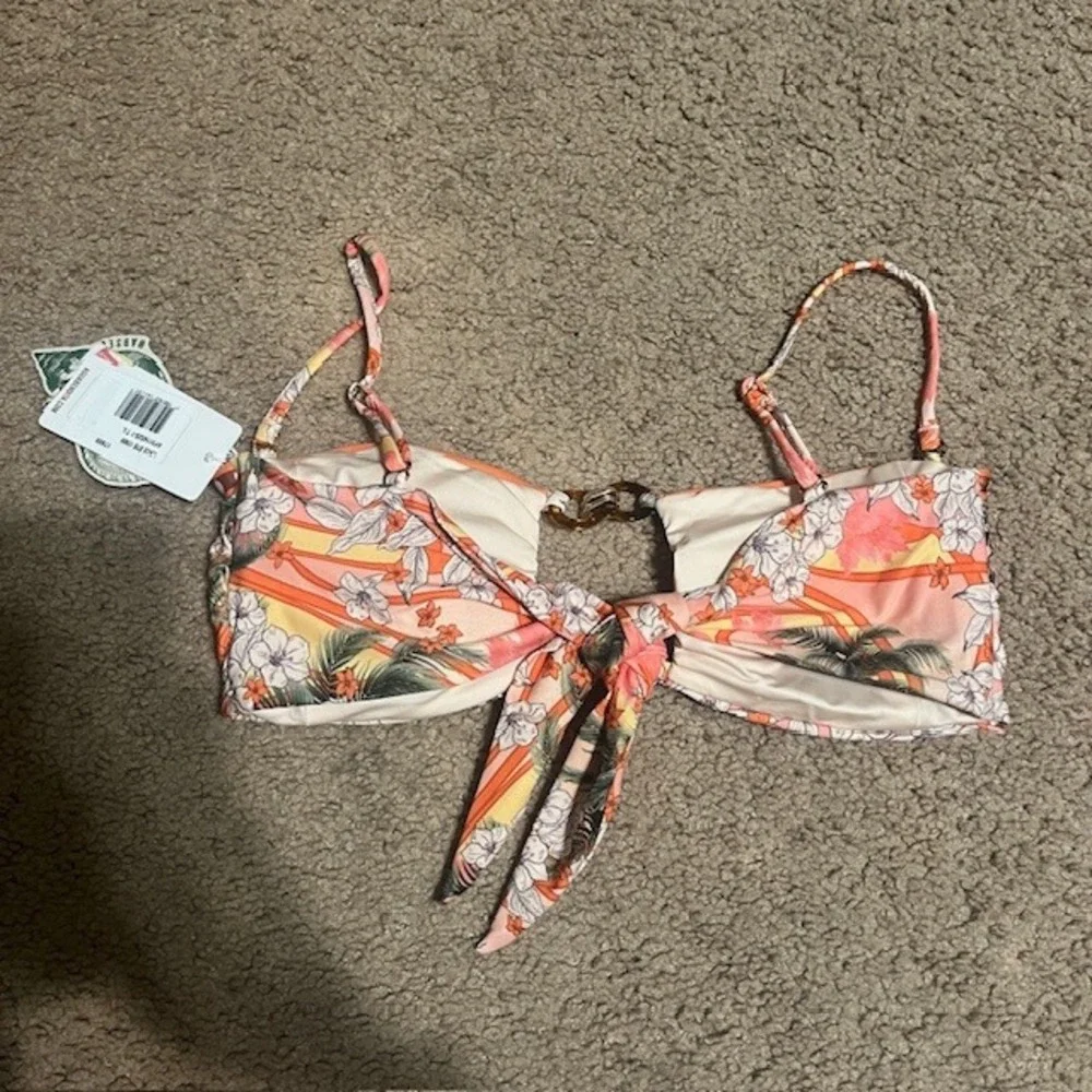 Agua Bendita Lace Ete Ilu Ete Floral Bikini‎ Set Orange Large